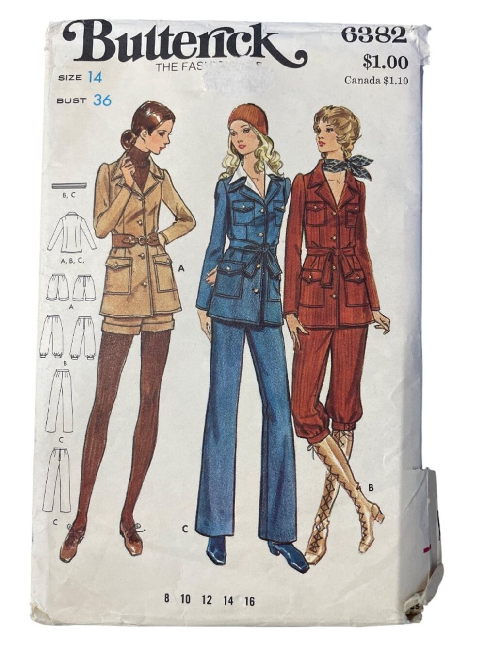 Vintage Butterick 6382 Pattern Size 14 Misses Jacket Pants Knickers & Shorts CUT